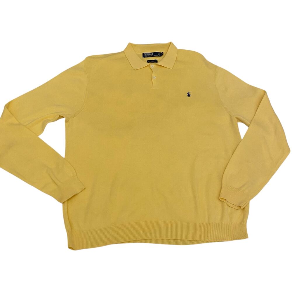 POLO RALPH LAUREN Pima Cotton Collared Jumper Sweater Men Size X-Large Vintage